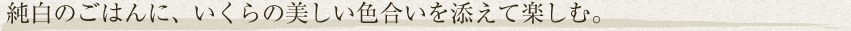 純白のごはんに、いくらの美しい色合いを添えて楽しむ。
