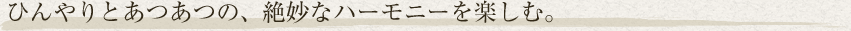 ひんやりとあつあつの、絶妙なハーモニーを楽しむ。
